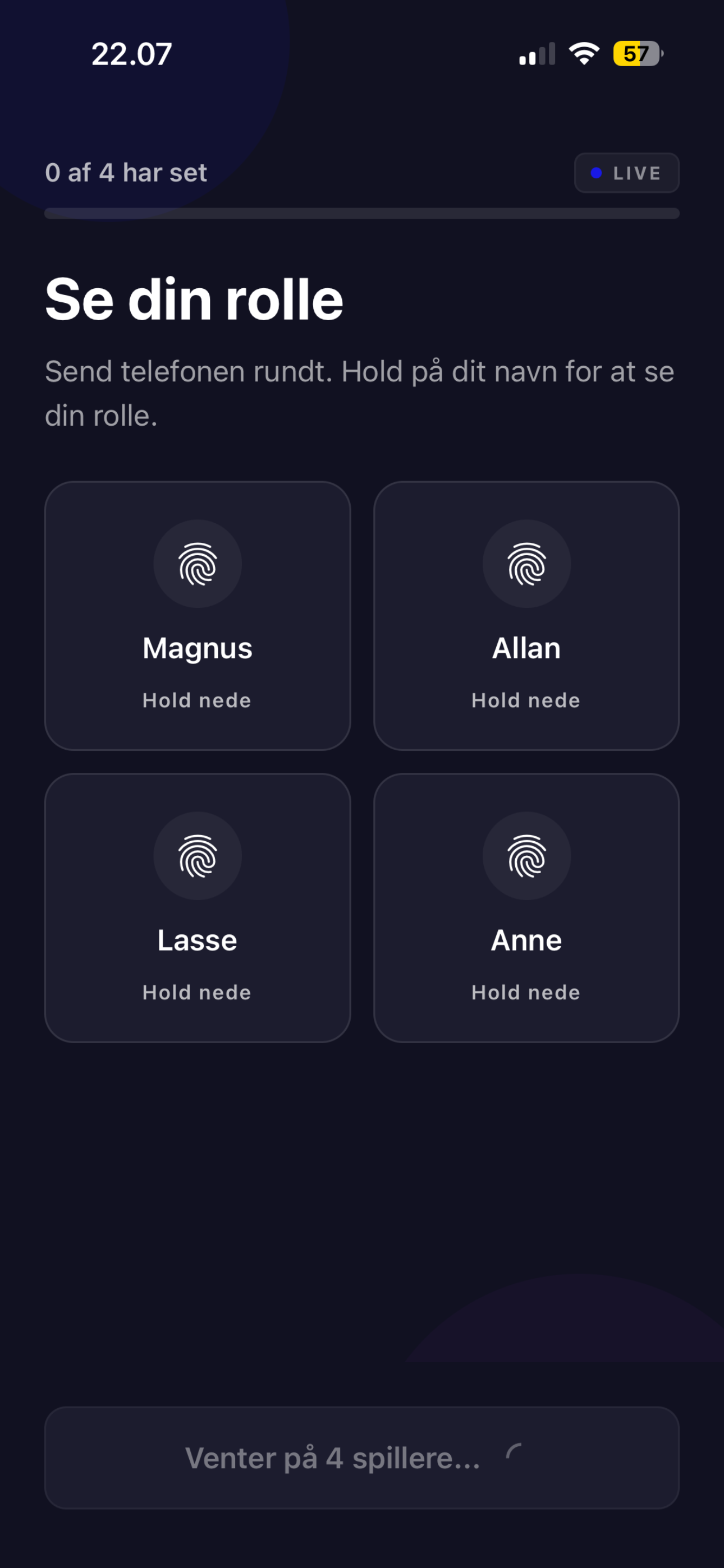 Forræder app screenshot